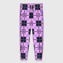 Брюки женские Квадраты с цветочными перекрестиями, цвет: 3D-принт