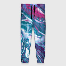 Брюки женские Абстракция бело сине красный мрамор, цвет: 3D-принт