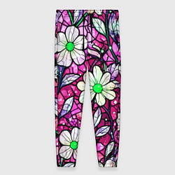 Брюки женские Цветочный розовый витраж, цвет: 3D-принт