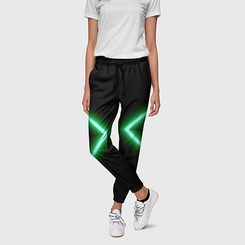 Женские брюки Neon green lines / 3D-принт – фото 3