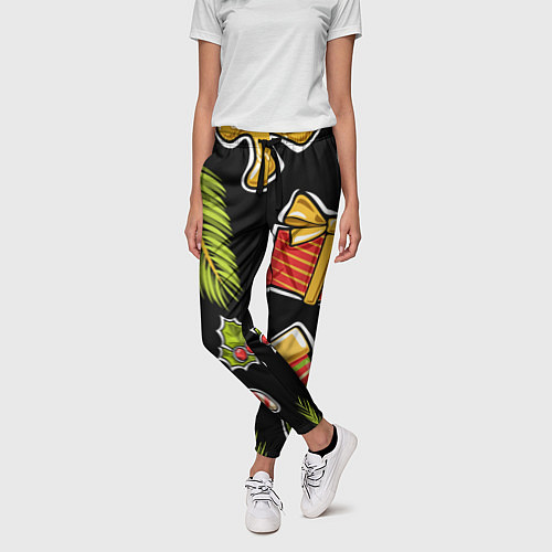 Женские брюки Рождественский вайб / 3D-принт – фото 3