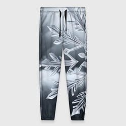 Брюки женские Снежинка на черно белое, цвет: 3D-принт