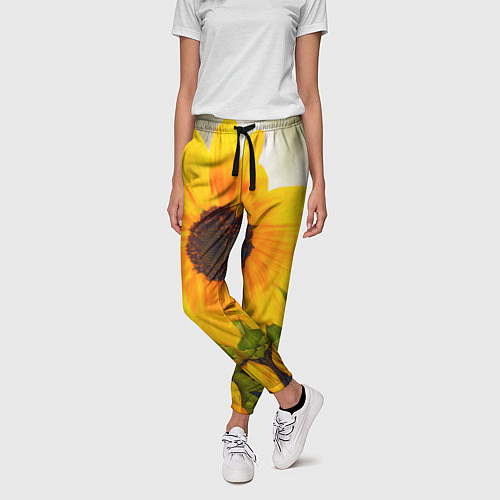 Женские брюки Подсолнухи / 3D-принт – фото 3