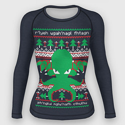 Рашгард женский Новогодний свитер Ктулху, цвет: 3D-принт