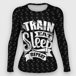 Рашгард женский Train Eat Sleep Repeat, цвет: 3D-принт