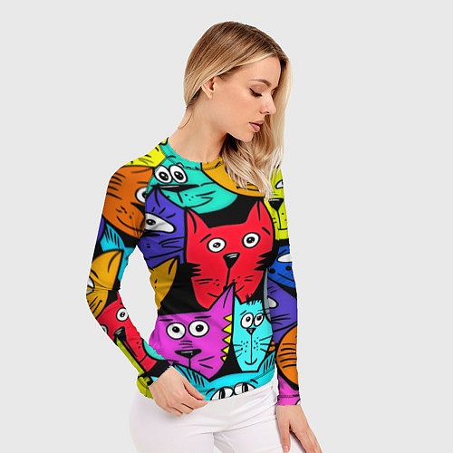 Женский рашгард Кошачьи мордочки / 3D-принт – фото 3