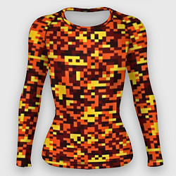 Рашгард женский Камуфляж пиксельный: оранжевый/желтый, цвет: 3D-принт