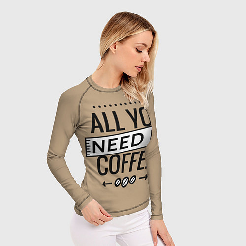 Женский рашгард All you need is coffee / 3D-принт – фото 3