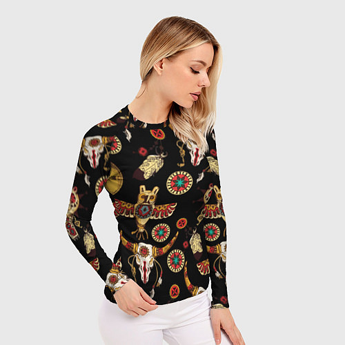 Женский рашгард Индейские культовые символы / 3D-принт – фото 3