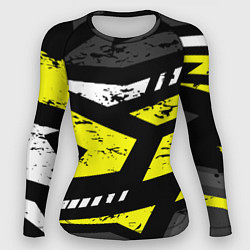 Женский рашгард Black yellow abstract sport style