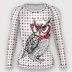 Рашгард женский Мудрая сова в очках, цвет: 3D-принт