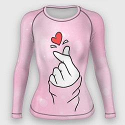Рашгард женский Сердечко пальцами, цвет: 3D-принт