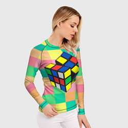 Рашгард женский Кубик Рубика, цвет: 3D-принт — фото 2