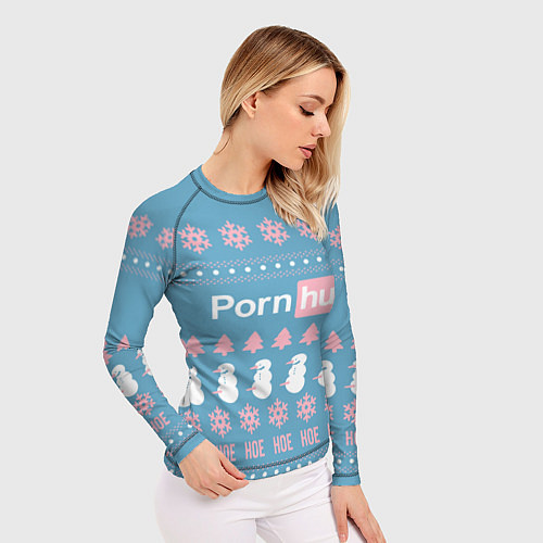 Женский рашгард Pornhub - christmas sweater / 3D-принт – фото 3