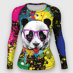 Рашгард женский Панда хипстер в брызгах краски, цвет: 3D-принт