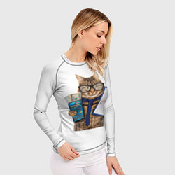 Рашгард женский Кот в очках, цвет: 3D-принт — фото 2