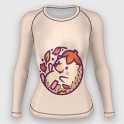 Рашгард женский Ёжик листья милый рисунок, цвет: 3D-принт