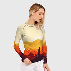 Рашгард женский Горы закат пейзаж лиса арт, цвет: 3D-принт — фото 2