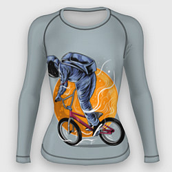Рашгард женский Космический велосипедист Z, цвет: 3D-принт