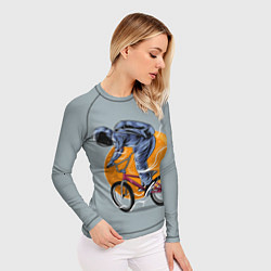 Рашгард женский Космический велосипедист Z, цвет: 3D-принт — фото 2