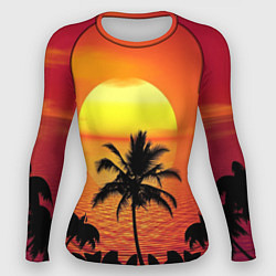 Рашгард женский Пальмы на фоне моря, цвет: 3D-принт