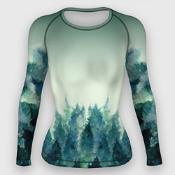 Рашгард женский Акварельный лес градиент, цвет: 3D-принт