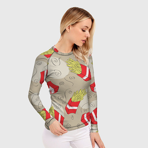 Женский рашгард Фастфуд - Картошка фри / 3D-принт – фото 3