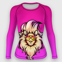 Рашгард женский Модный лев в очках, цвет: 3D-принт