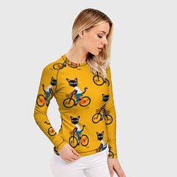 Рашгард женский Котики на велосипедах, цвет: 3D-принт — фото 2