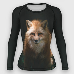 Рашгард женский Хитрый лис на черном фоне, цвет: 3D-принт