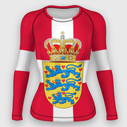 Рашгард женский Дания Герб и флаг Дании, цвет: 3D-принт
