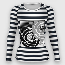 Женский рашгард Аппликация розы на полосатом