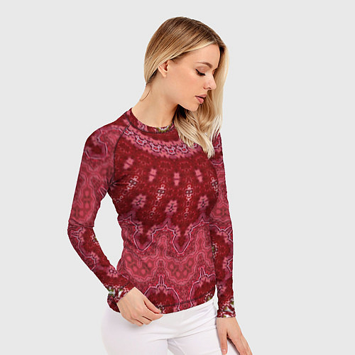 Женский рашгард Красно-розовый калейдоскоп / 3D-принт – фото 3