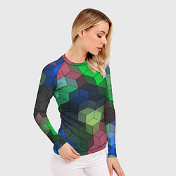 Рашгард женский Разноцветный геометрический уз, цвет: 3D-принт — фото 2