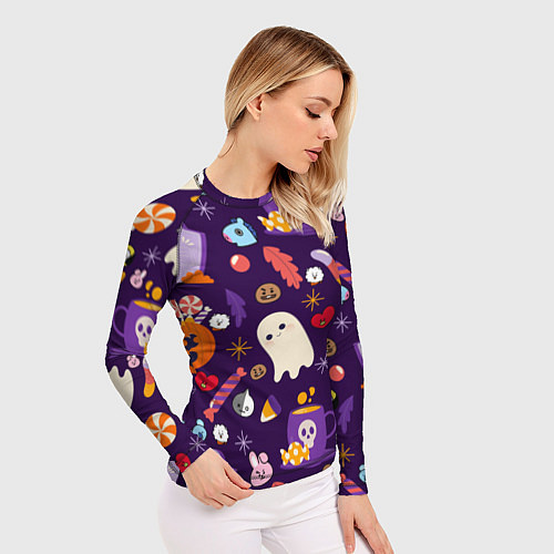 Женский рашгард HALLOWEEN BTS BT21 PATTERN БТ21 БТС ХЕЛЛОУИН / 3D-принт – фото 3