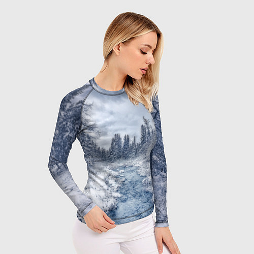 Женский рашгард СНЕЖНЫЙ ПЕЙЗАЖ / 3D-принт – фото 3