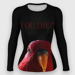 Рашгард женский Красный попугай Red parrot, цвет: 3D-принт