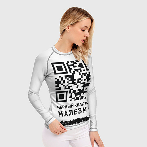 Женский рашгард QR - Черный квадрат Малевич / 3D-принт – фото 3