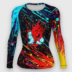 Женский рашгард Cyberpunk 2077 Цветные брызги