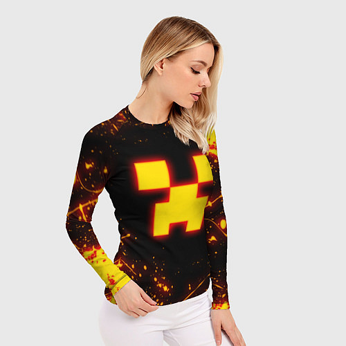 Женский рашгард ОГНЕННЫЙ КРИПЕР, МАЙНКРАФТ / 3D-принт – фото 3