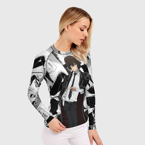 Женский рашгард Дазай Осаму на фоне манги / 3D-принт – фото 3