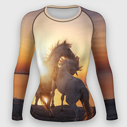 Рашгард женский Лошади на закате, цвет: 3D-принт