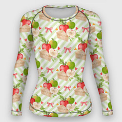 Рашгард женский Яблочный пирог паттерн, цвет: 3D-принт