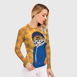 Рашгард женский Стильный Тигр в очках фурри, цвет: 3D-принт — фото 2