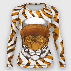 Рашгард женский Тигр в кепке, цвет: 3D-принт