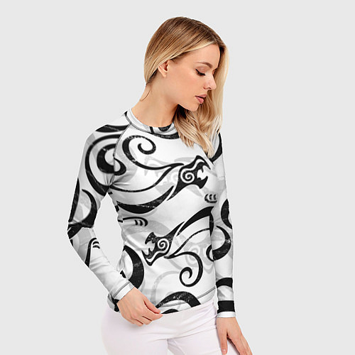 Женский рашгард ТОКИЙСКИЕ МСТИТЕЛИ ТАТУ ДРАКЕНА, ЧЁРНЫЙ ДРАКОН / 3D-принт – фото 3