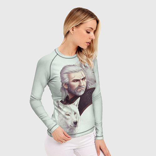 Женский рашгард Ведьмак и белые волки / 3D-принт – фото 3