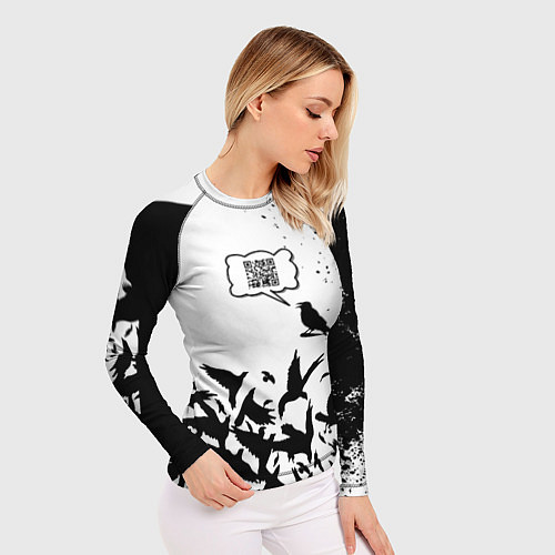 Женский рашгард ВОРОНА 21 ВЕКА QR CODE / 3D-принт – фото 3