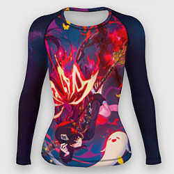 Рашгард женский Ху тао Летит вниз с призраком Genshin impact, цвет: 3D-принт