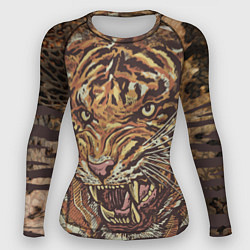 Рашгард женский Хищный дикий тигр, цвет: 3D-принт